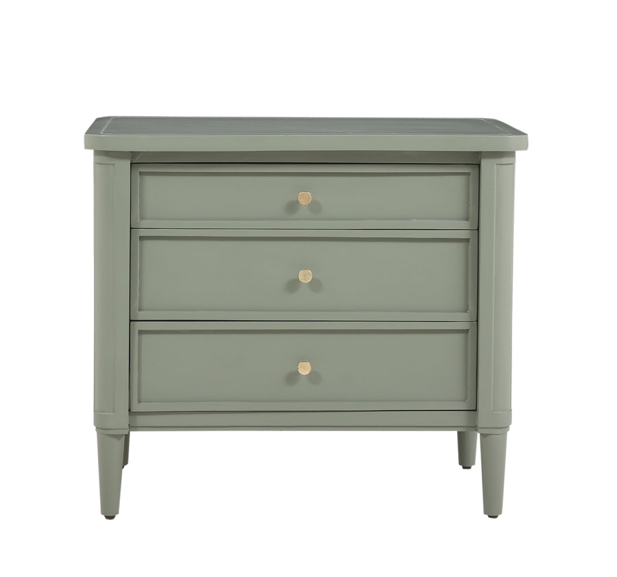 Green Henley Nightstand seen from the front on a white background