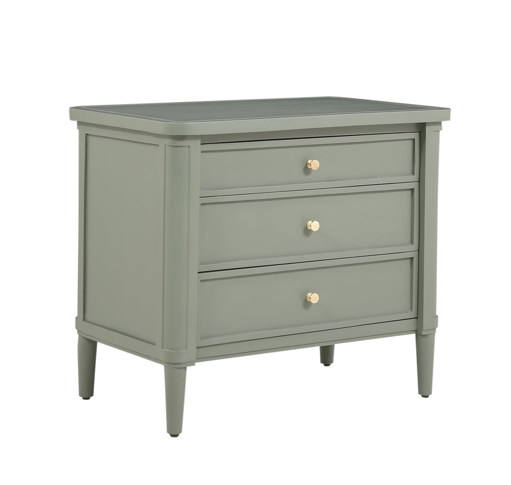 Green Henley Nightstand seen from the side on a white background