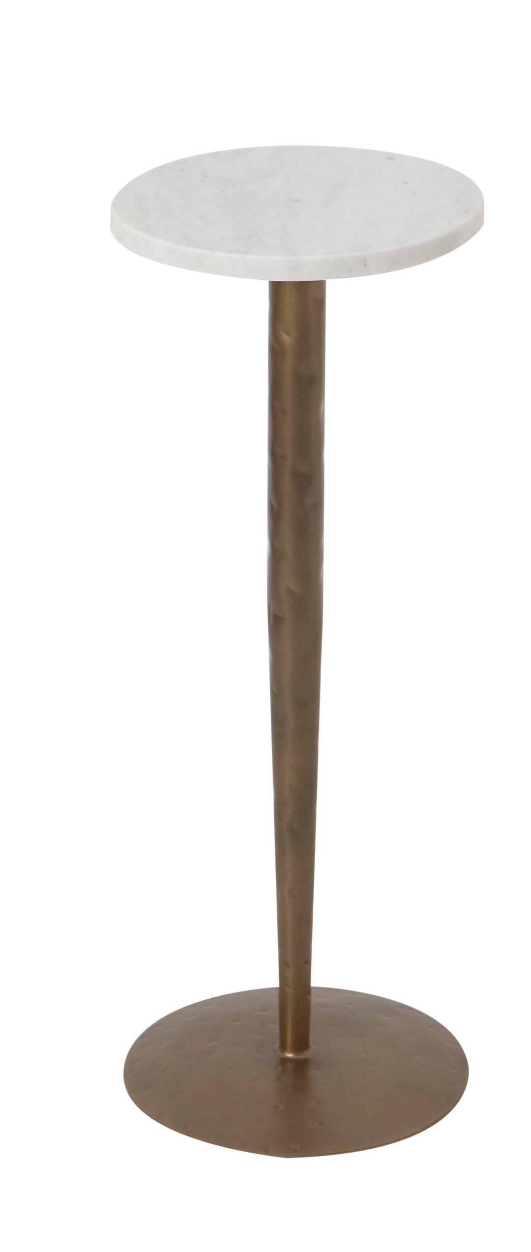 Round marble Arya Drink Table with brass leg on a white background