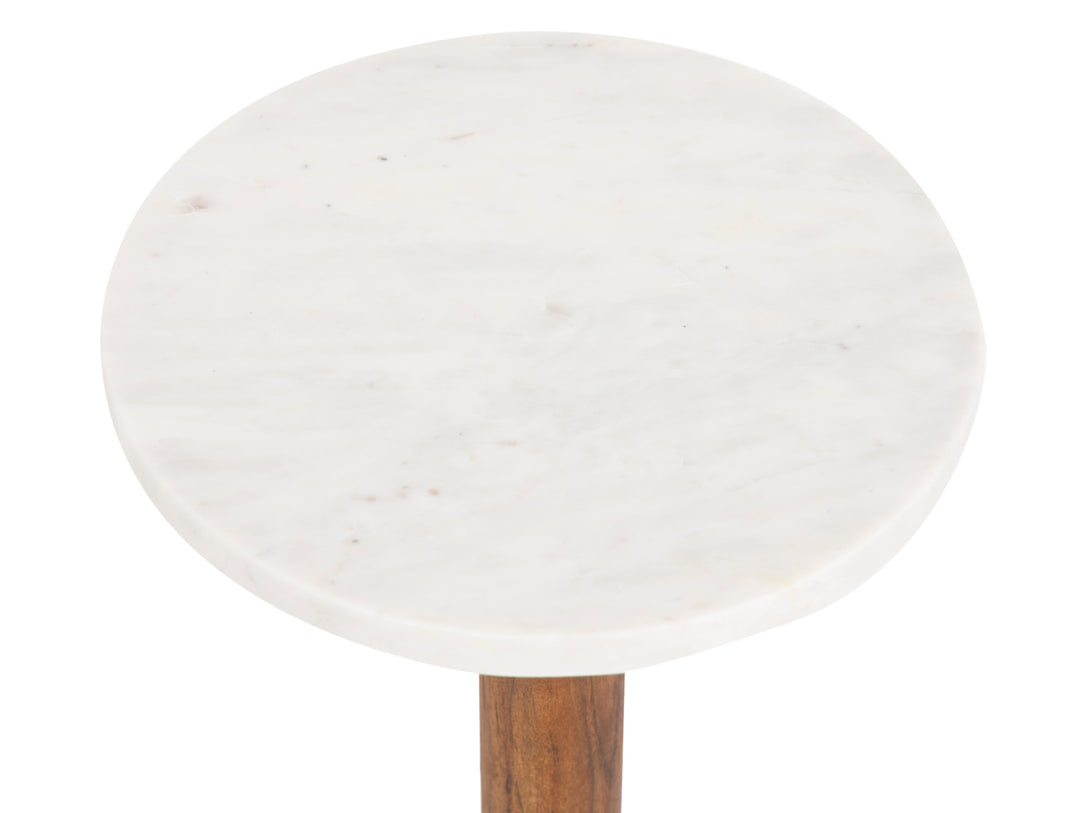 White marble tabletop view in white background.