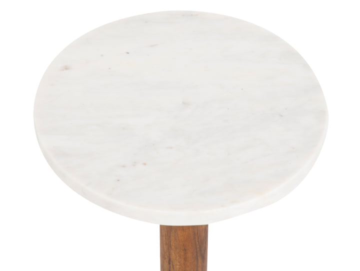 White marble tabletop view in white background.