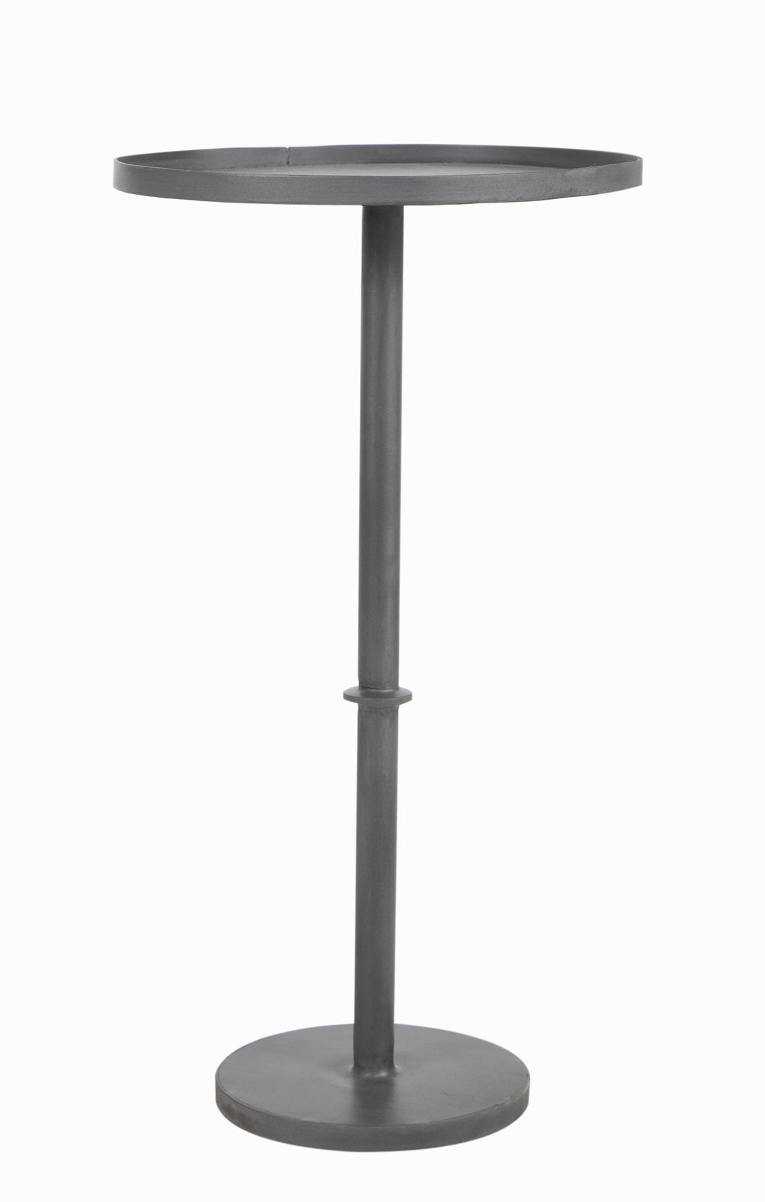 Grey Small Cocktail Table seen from side on white background.