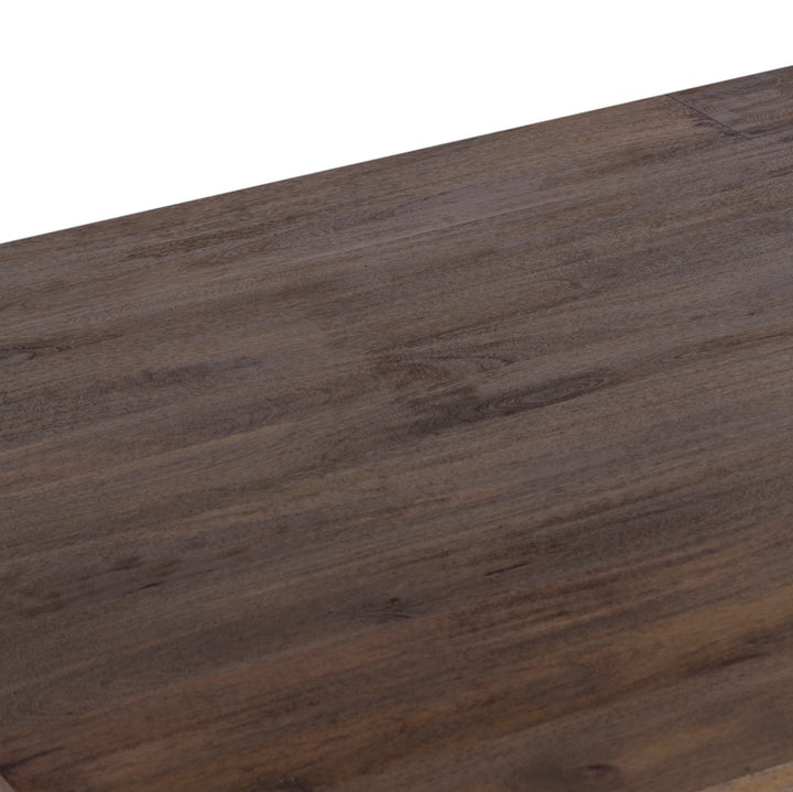 Brown Palisades Square Coffee Table with closeup top view on white background