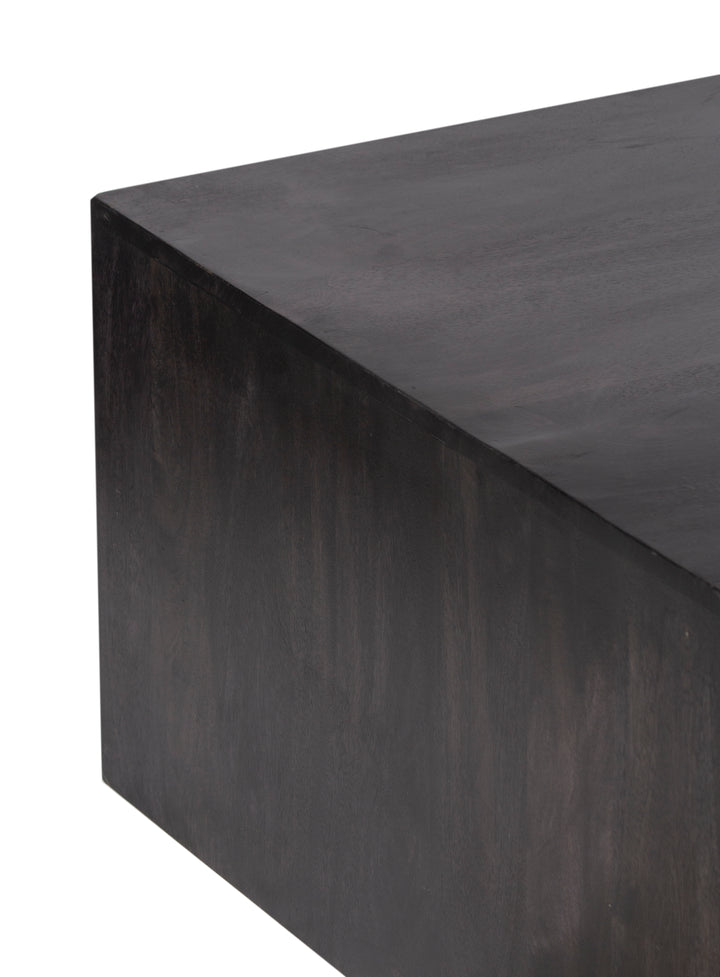 Charcoal Vernon Large Rectangular Coffee Table with side and top view on white background