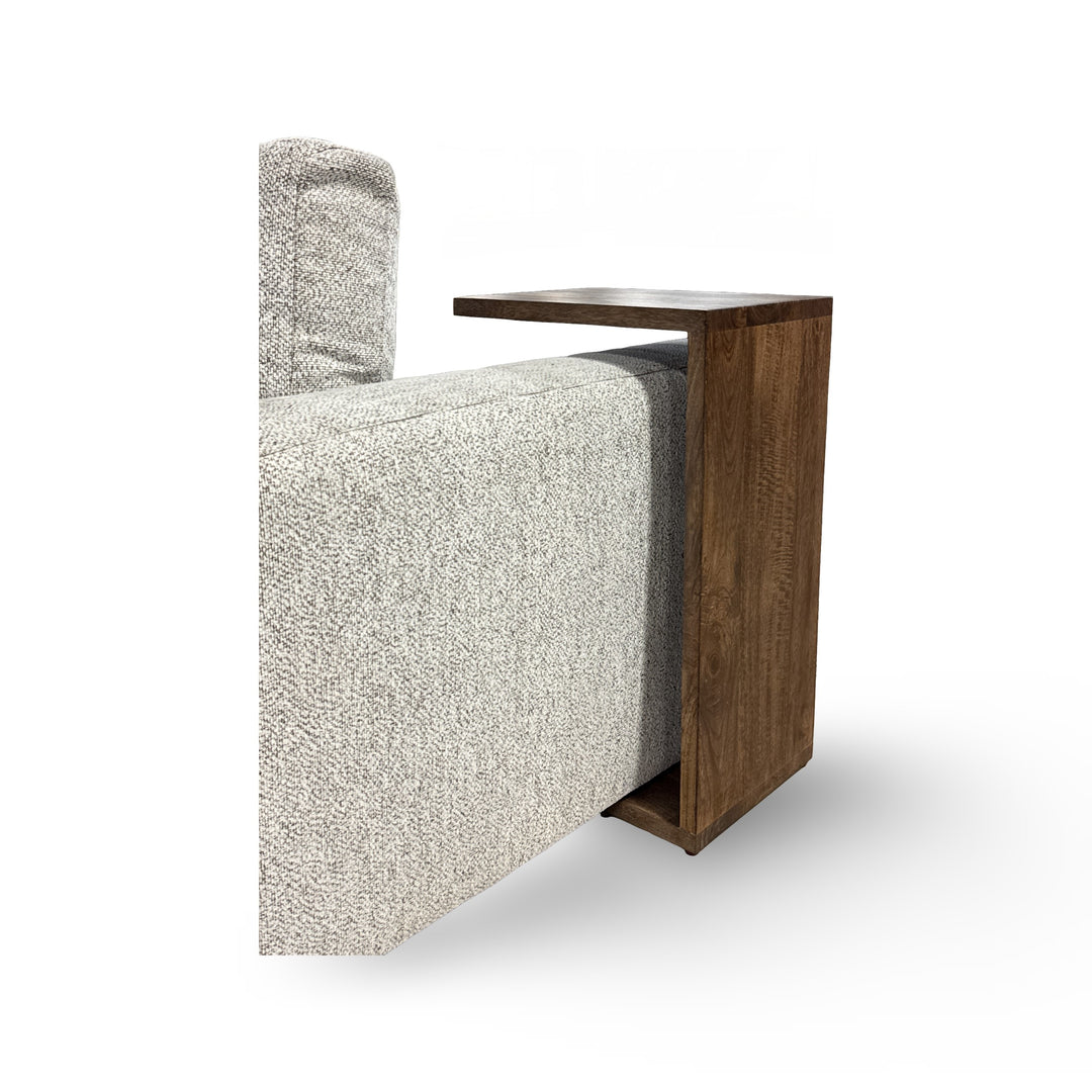 Brown Oslo Modular C Table with sofa arm on a white background