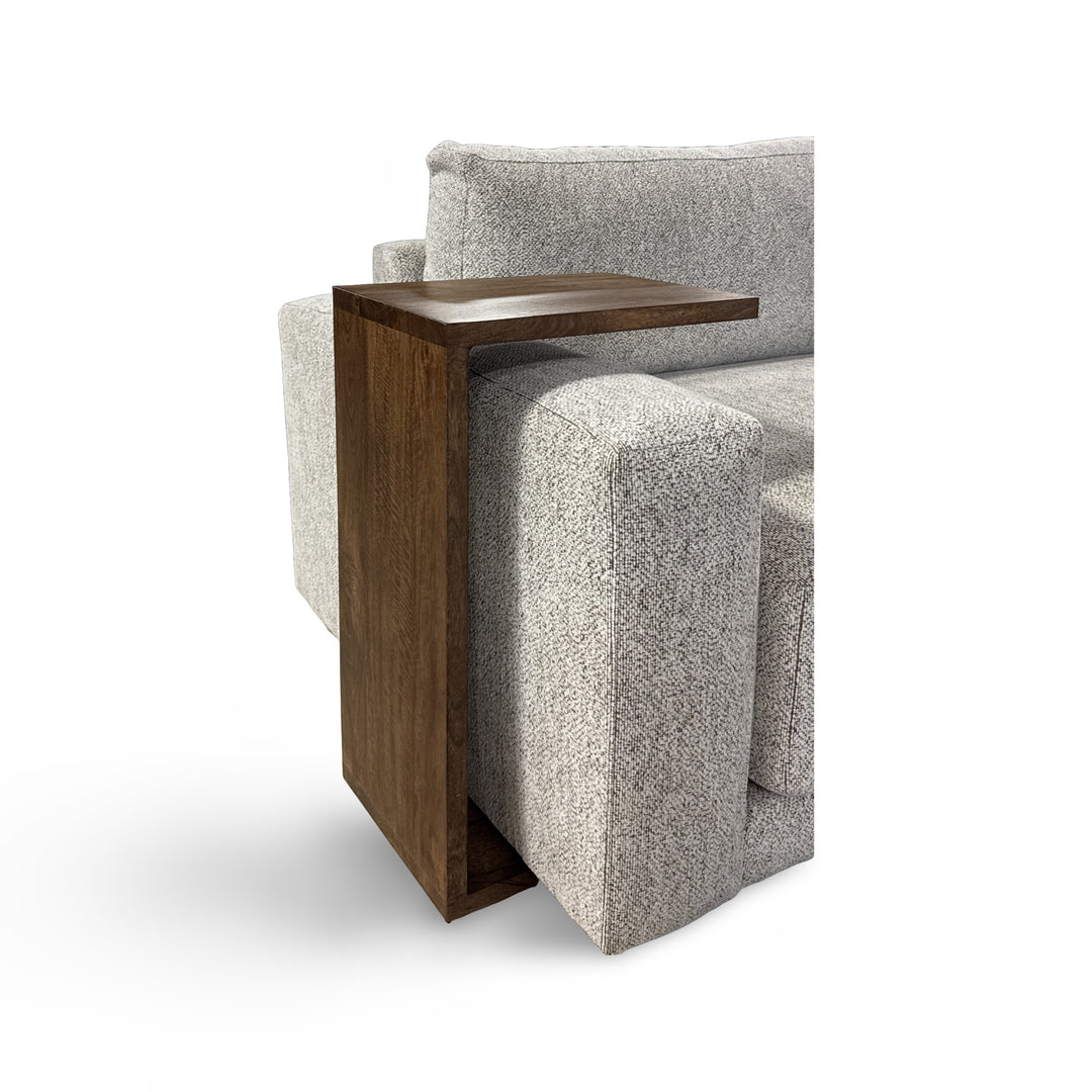 Brown Oslo Modular C Table with sofa arm on a white background