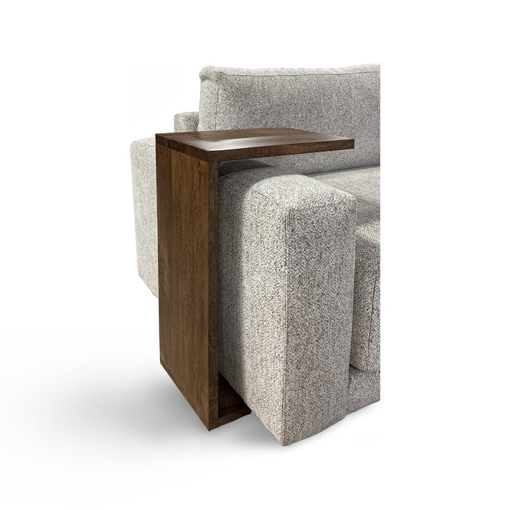 Brown Oslo Modular C Table with sofa arm on a white background