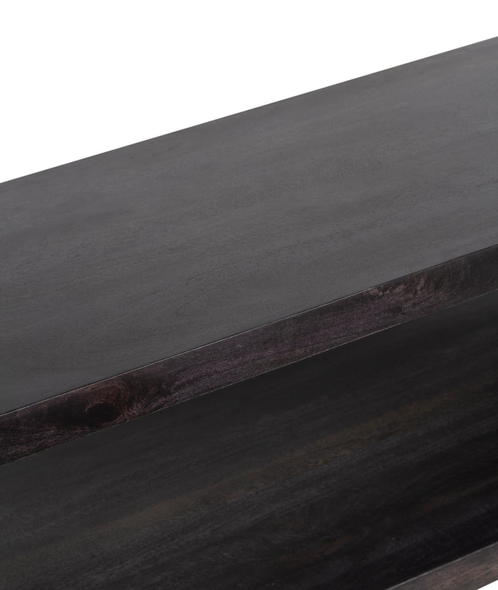 Charcoal Folsom Rectangular Coffee Table with a closeup view of top on white background