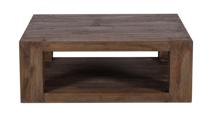 Brown Palisades Square Coffee Table with top, legs and base view on white background