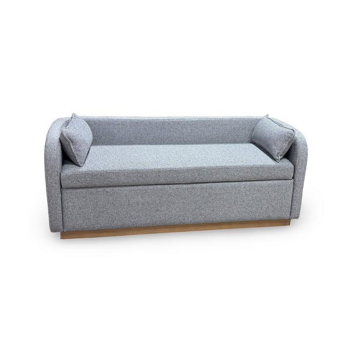 Gray Marina Storage Bench front view in white background.