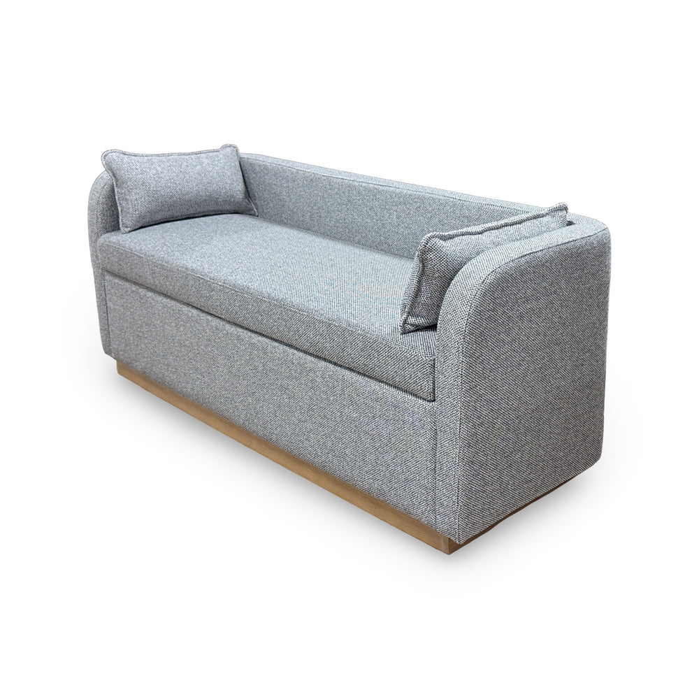 Gray Marina Storage Bench Side view in white background.