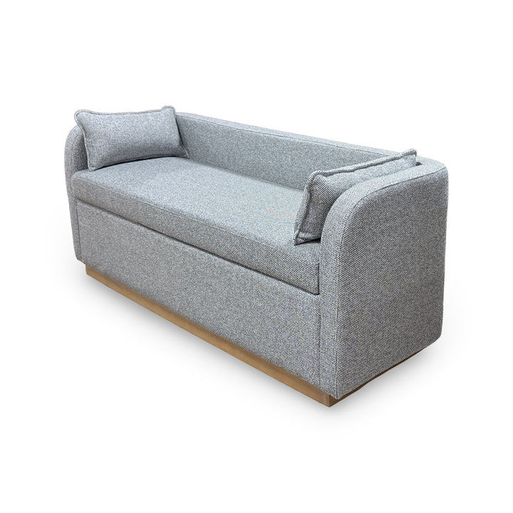 Gray Marina Storage Bench Side view in white background.