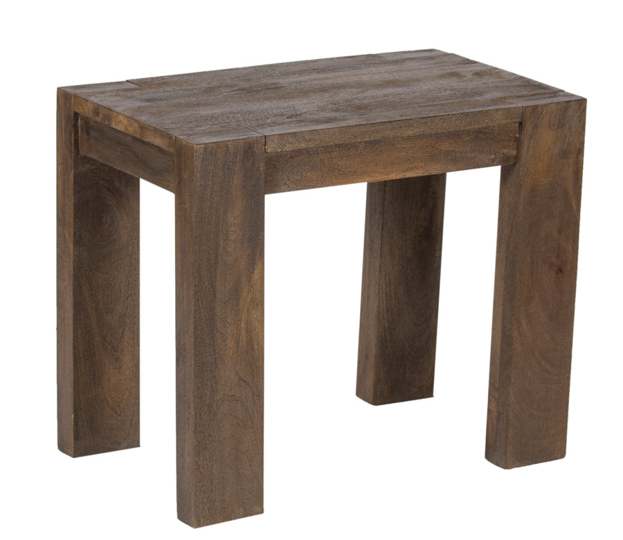 Brown Terra Side Table with Top, side and legs view on white background