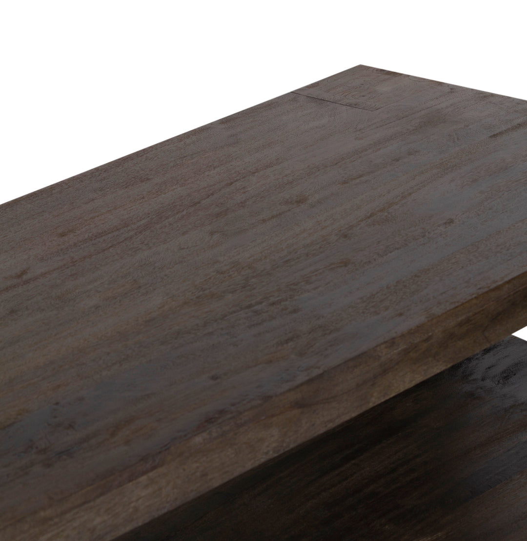 Brown Palisades Rectangular Coffee Table closeup view of top on white background