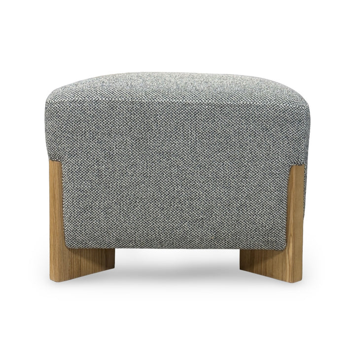 Grey Venice Ottoman front view in white background.