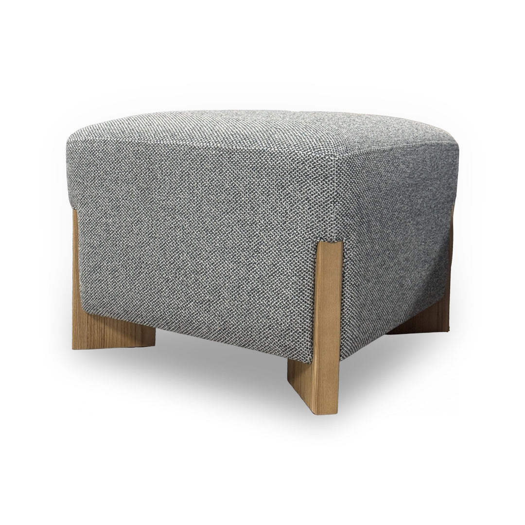 Grey Venice Ottoman side view in white background.