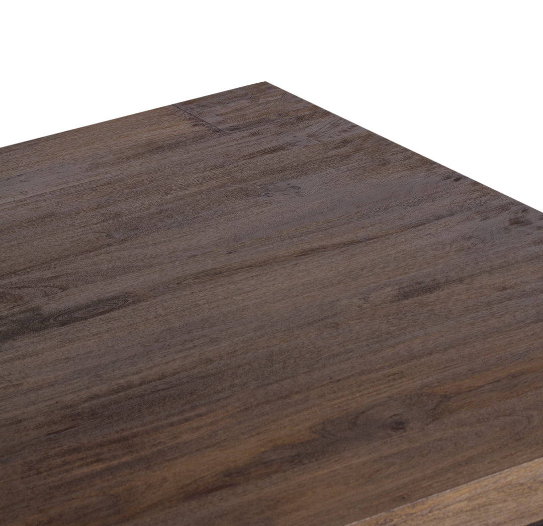 Brown Palisades Square Coffee Tabletop closeup view on white background