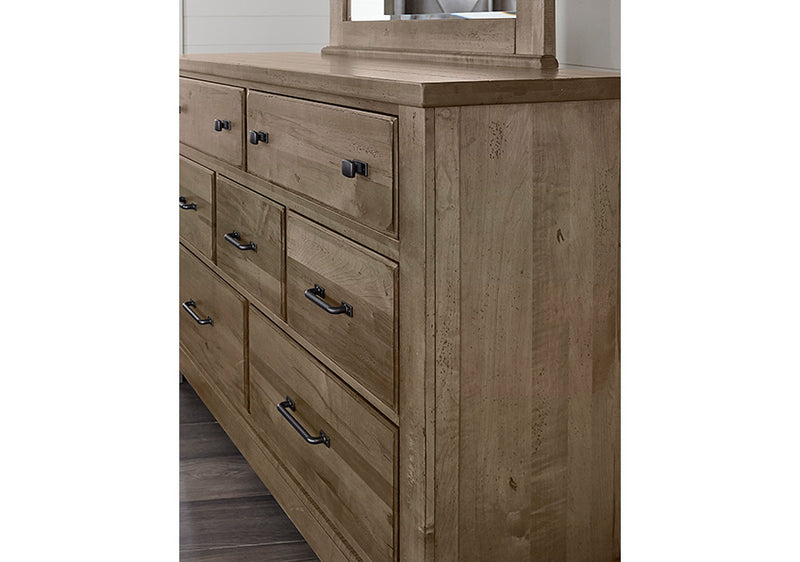 Artisan & Post Solid Wood Cool Rustic 7 Drawer Dresser in Stone Grey Finish