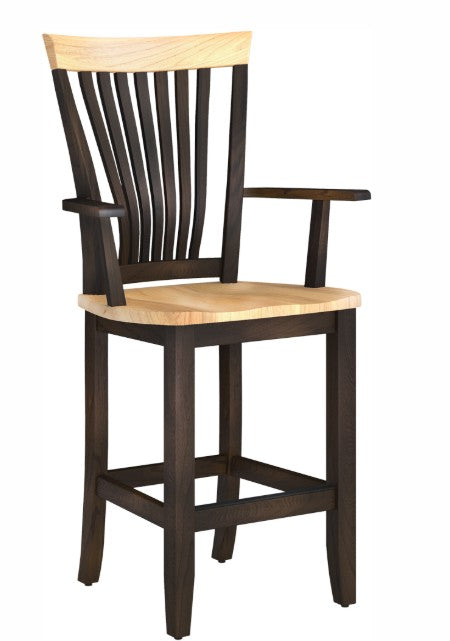 Mavin Amish Custom Furniture Stationary Arm Barstool
