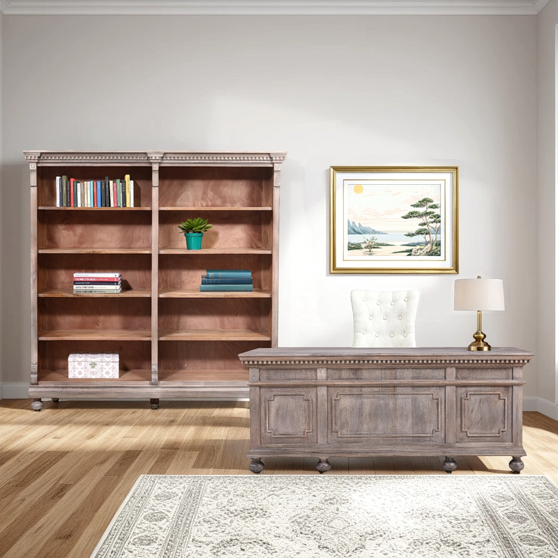 The St. James 76" Desk in Antiqued Grey Finish