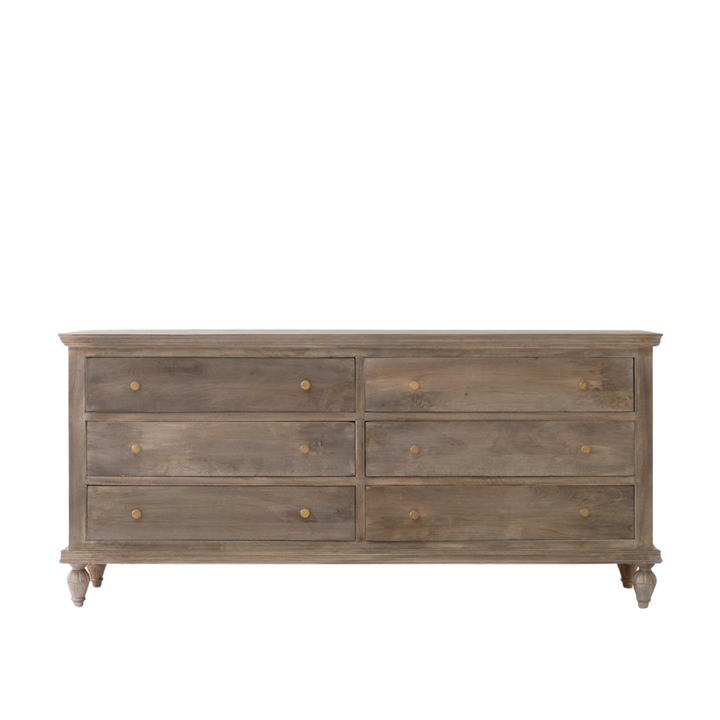 The Fox & Roe Maison 6 Drawer Dresser Sandblast Salvage Grey Finish