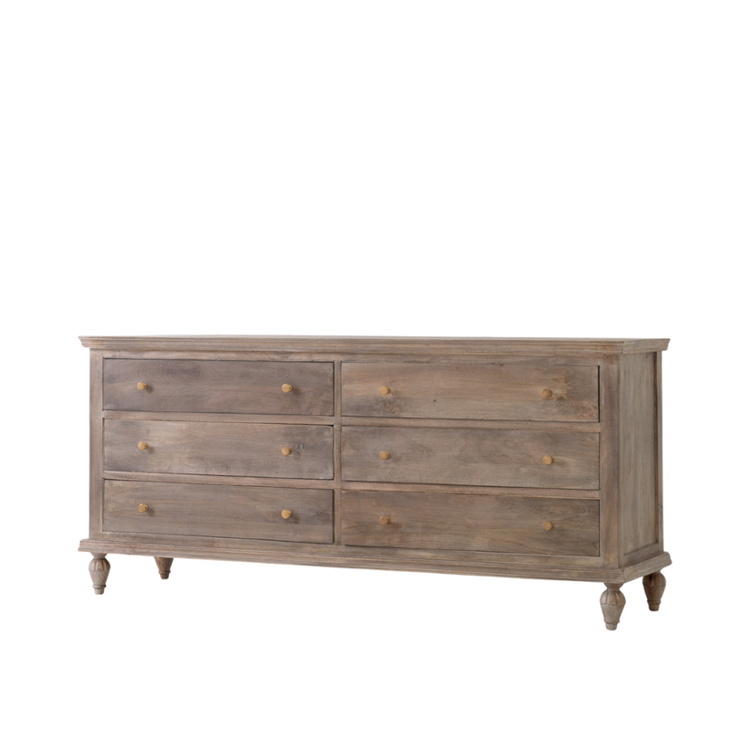 The Fox & Roe Maison 6 Drawer Dresser Sandblast Salvage Grey Finish
