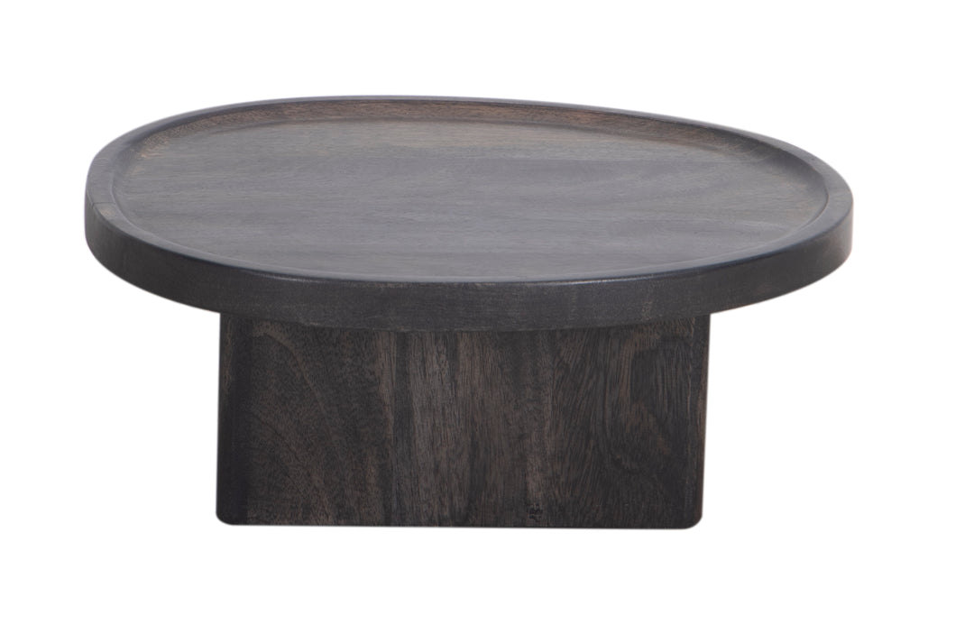 Black Sadie Sofa Table seen from the side on a white background