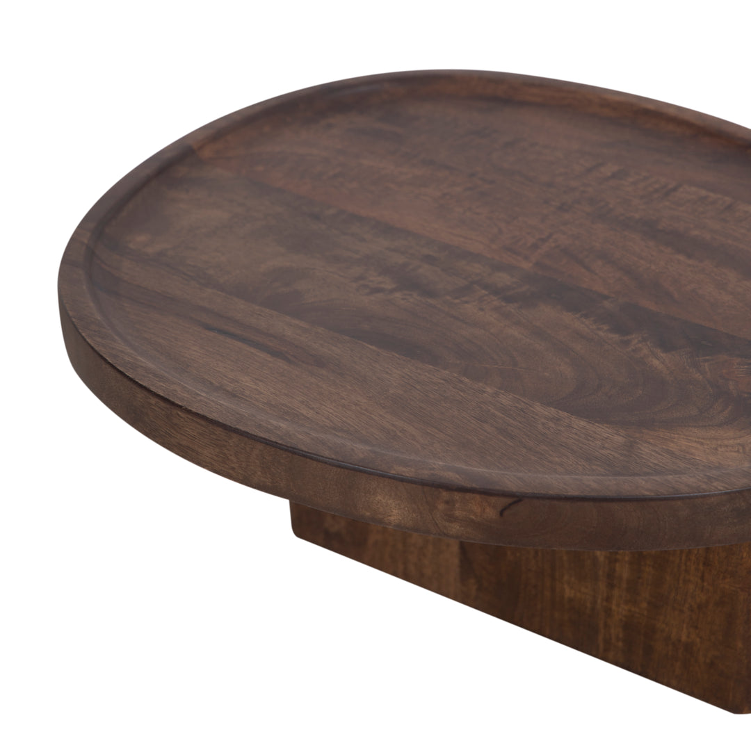 Brown Sadie Sofa Table with a closeup view of top a white background