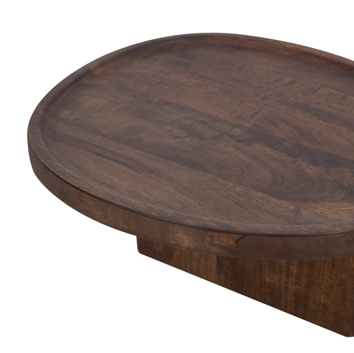 Brown Sadie Sofa Table with a closeup view of top a white background