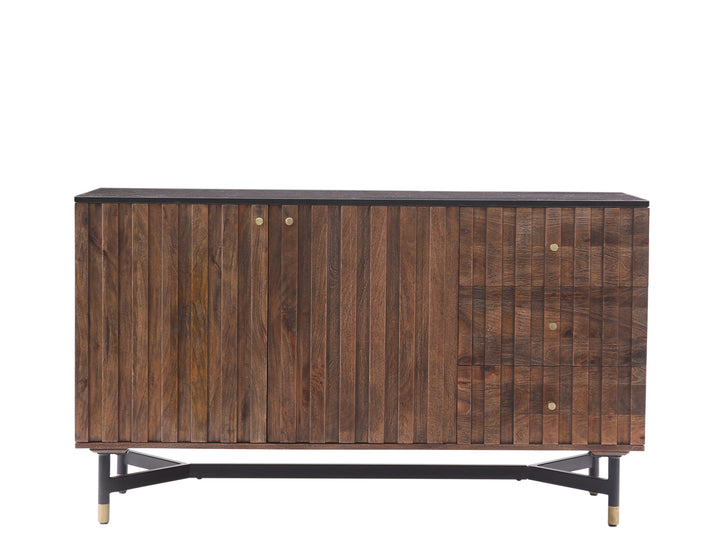 The Fox & Roe Nashville Buffet in Distressed Walnut Finish with Black Granite Top