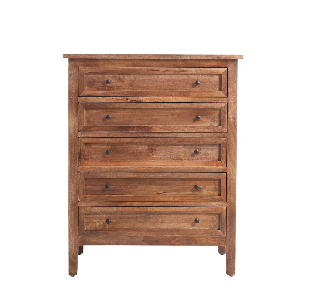 Brown Marbon 5 Drawer Chest seen from the front on a white background