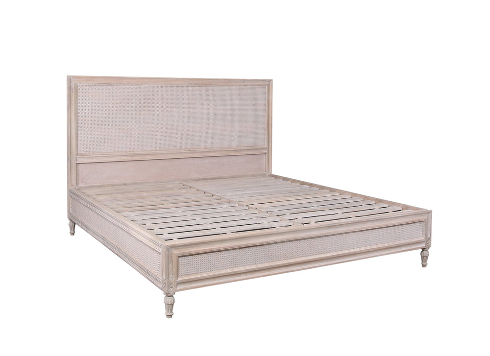 Beige Maison Cane Bed with a complete view on white background