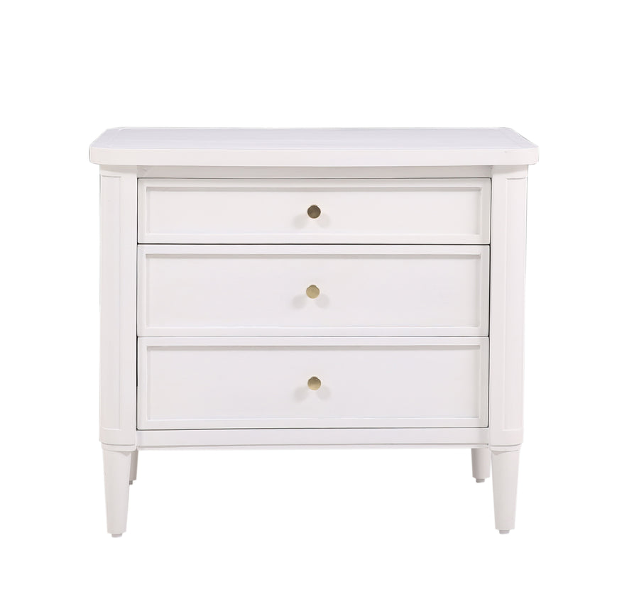 White Henley Nightstand seen from the front on a white background