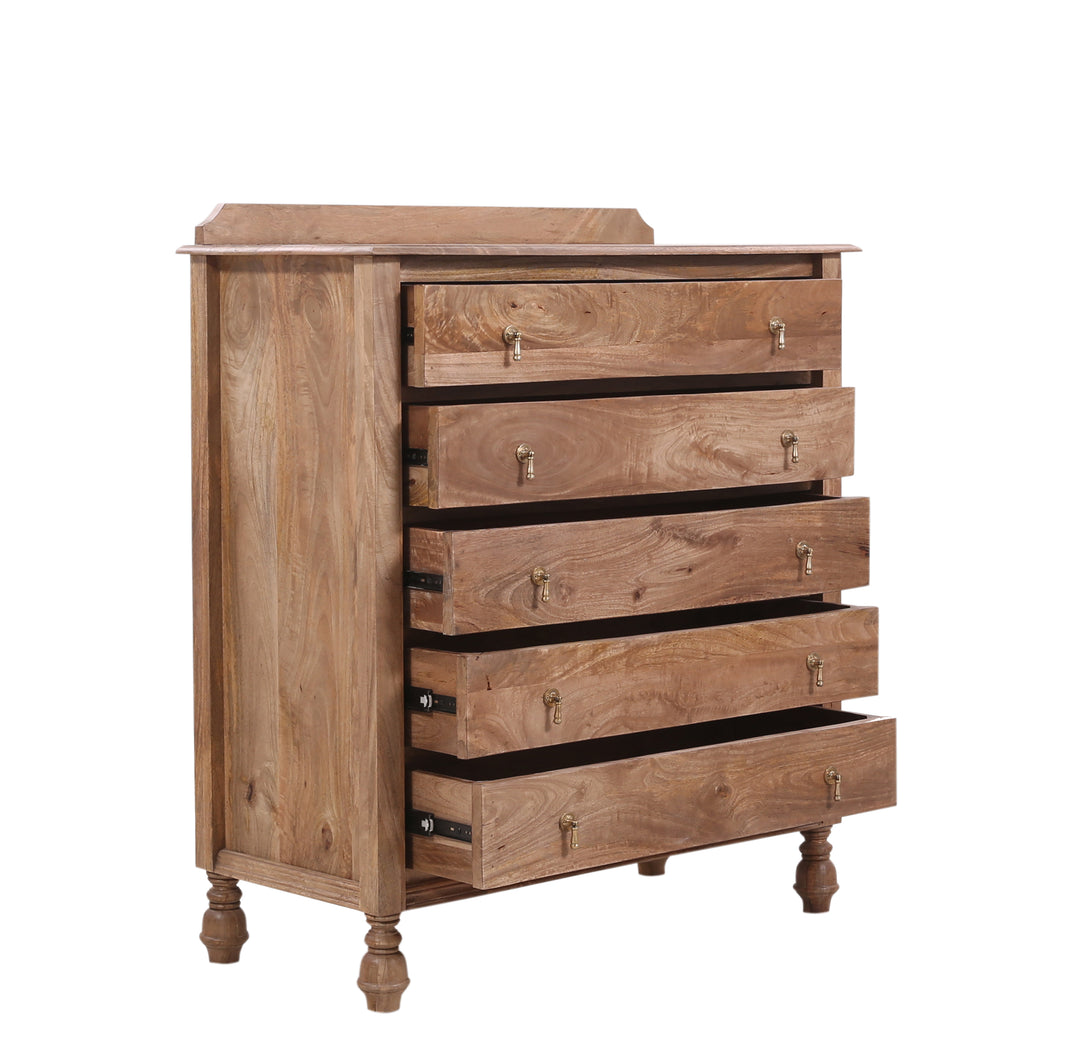 The Summerville 5-Drawer Chest in Washed Walnut Finish
