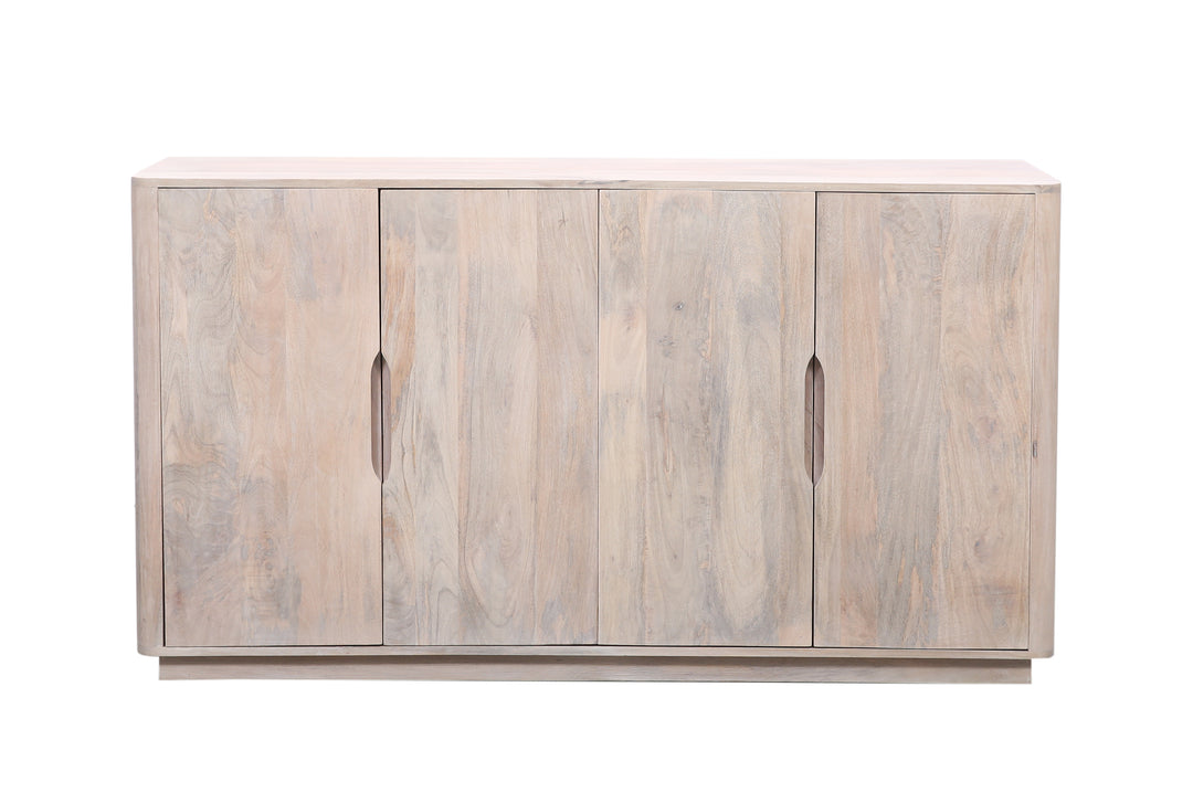 Breton wooden sideboard with four doors on a white background