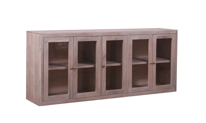 Olive Wash Oslo Glass 5-Door Sideboard with a complete view on a white background