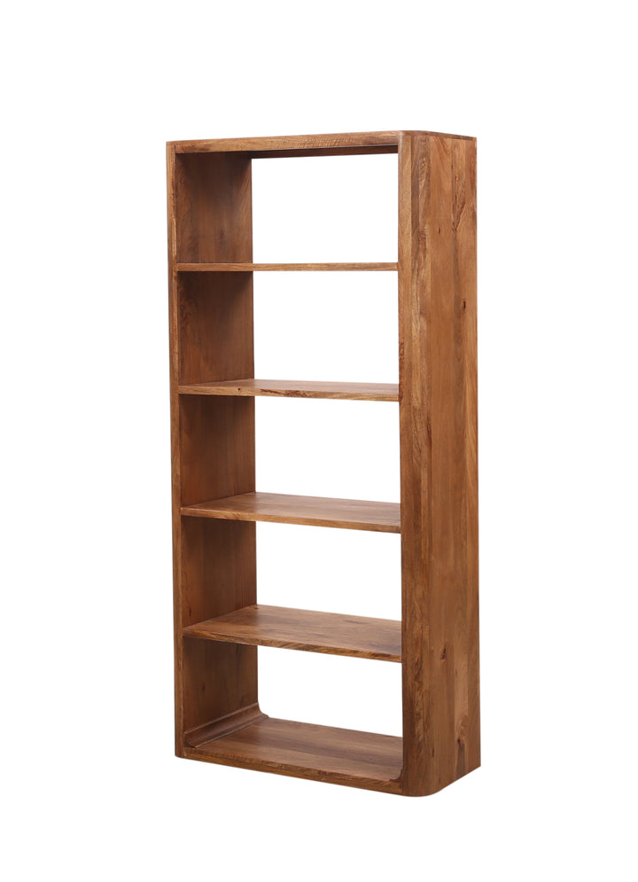 Brown Wooden Oslo Shelving with a complete view on a white background