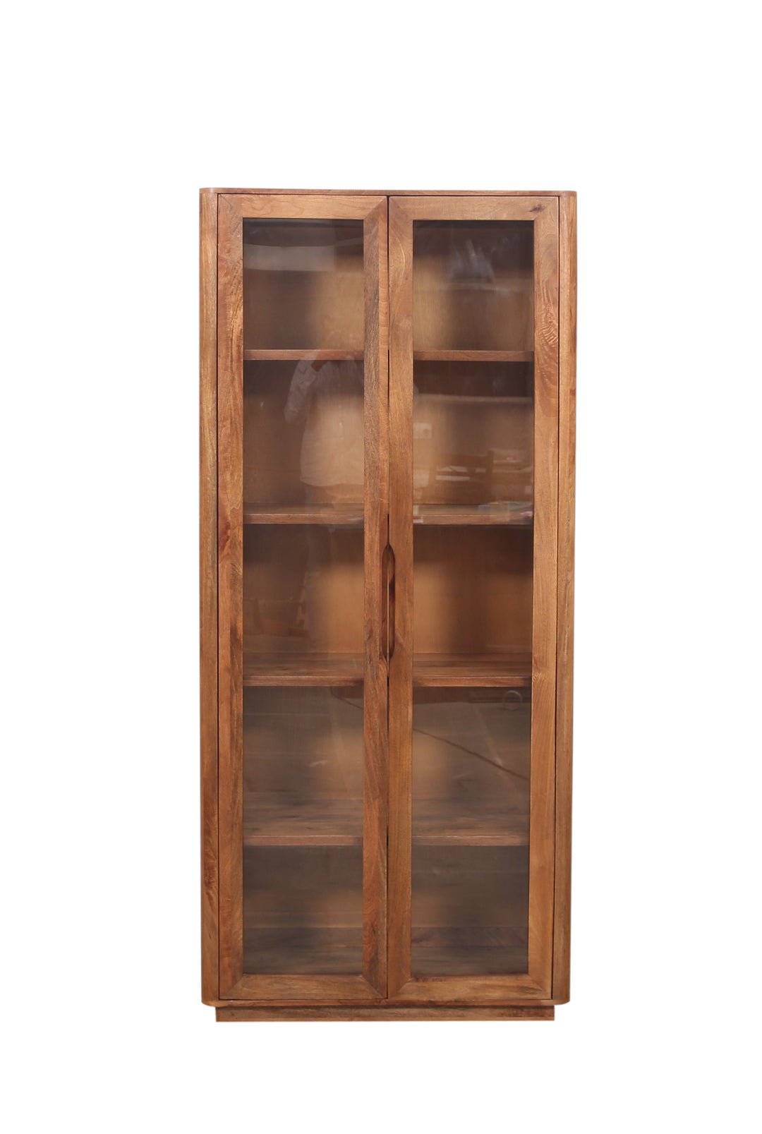 Breton wooden cabinet with glass doors on a white background