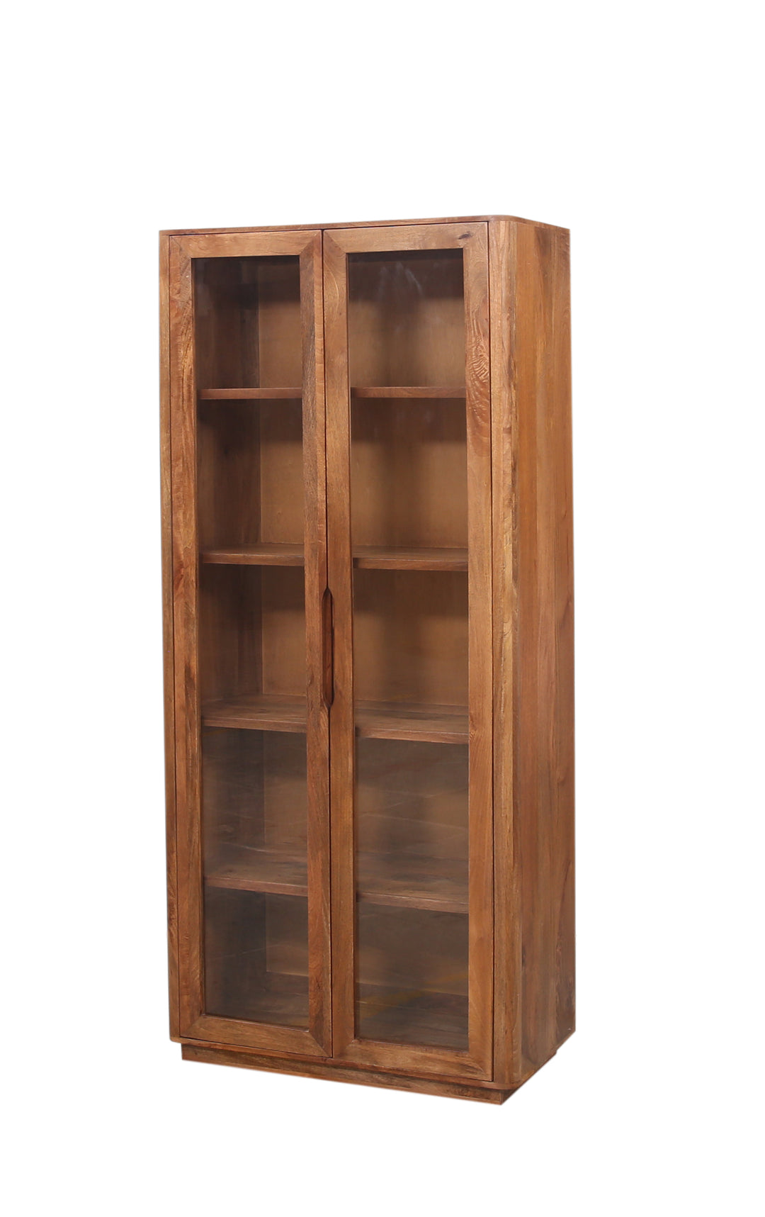 Breton wooden cabinet with glass doors on a white background on an angle