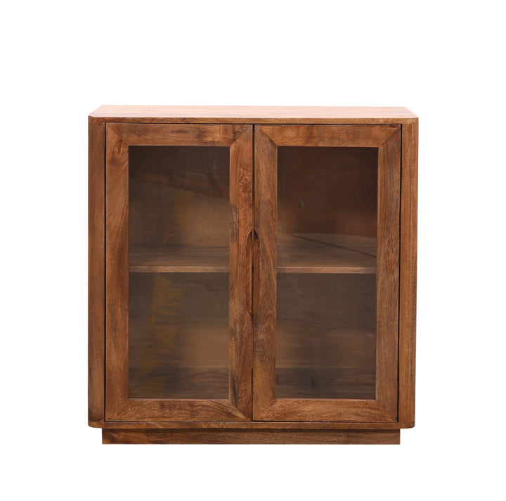Breton wooden sideboard with glass doors on a white background