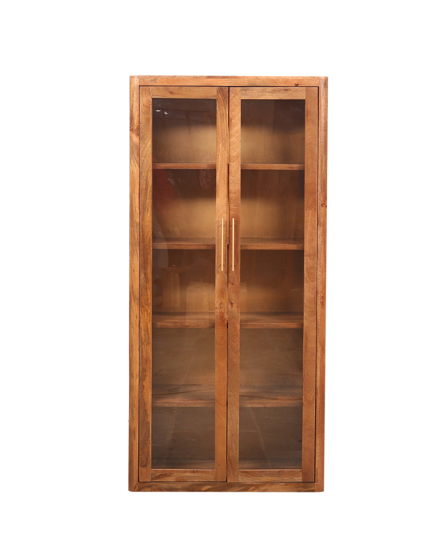 Brown Oslo Glass Cabinet seen from the front on a white background