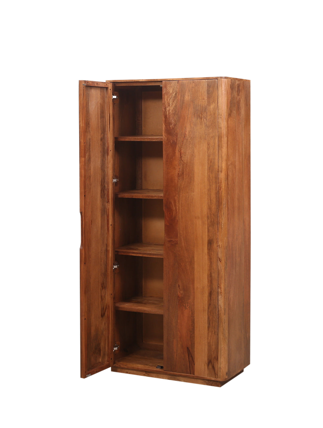 Breton wooden cabinet on a white background on an angle with one door open