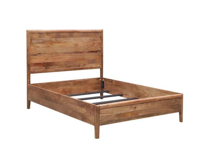 Brown Corwin Panel Bed without Mattress seen from the side on a white background