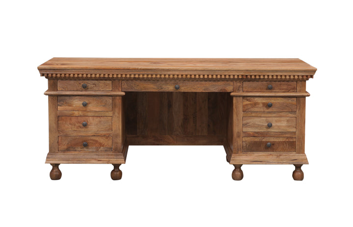 Brown St. James 76" Desk with a complete view on a white background