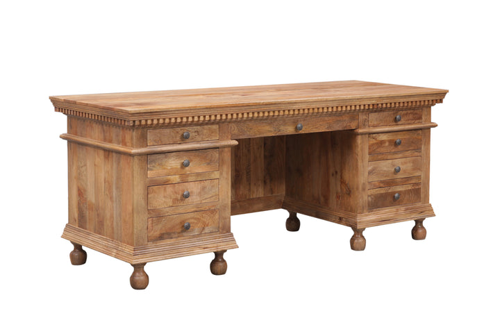 Brown St. James 76" Desk seen from the side on a white background