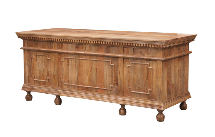 Brown St. James 76" Desk seen from the back on a white background