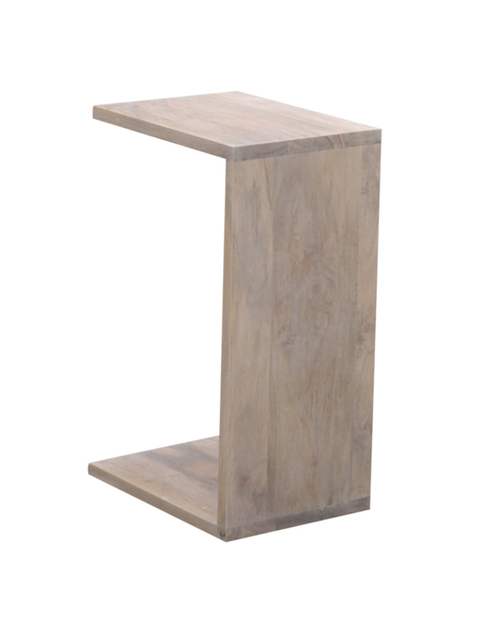 Olive Wash Oslo Modular C Table seen from the back on a white background