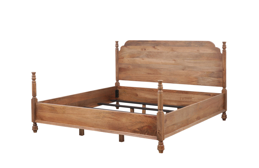 Wooden brown Summerville Poster Bed without mattress on a white background