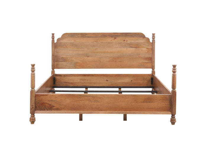 Wooden brown Summerville Poster Bed without mattress on a white background