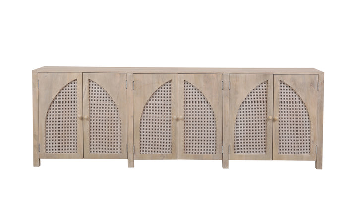 Beige Tilda 6-Door Sideboard seen from the front on a white background